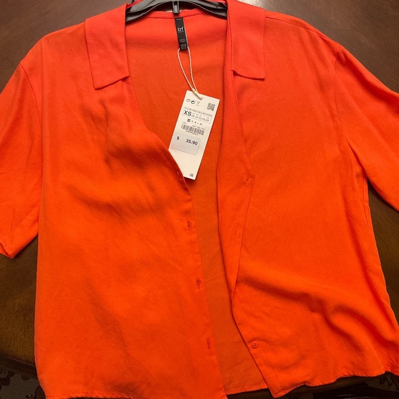 ZARA TRF collection Orange short sleeve button down - Picture 1 of 2